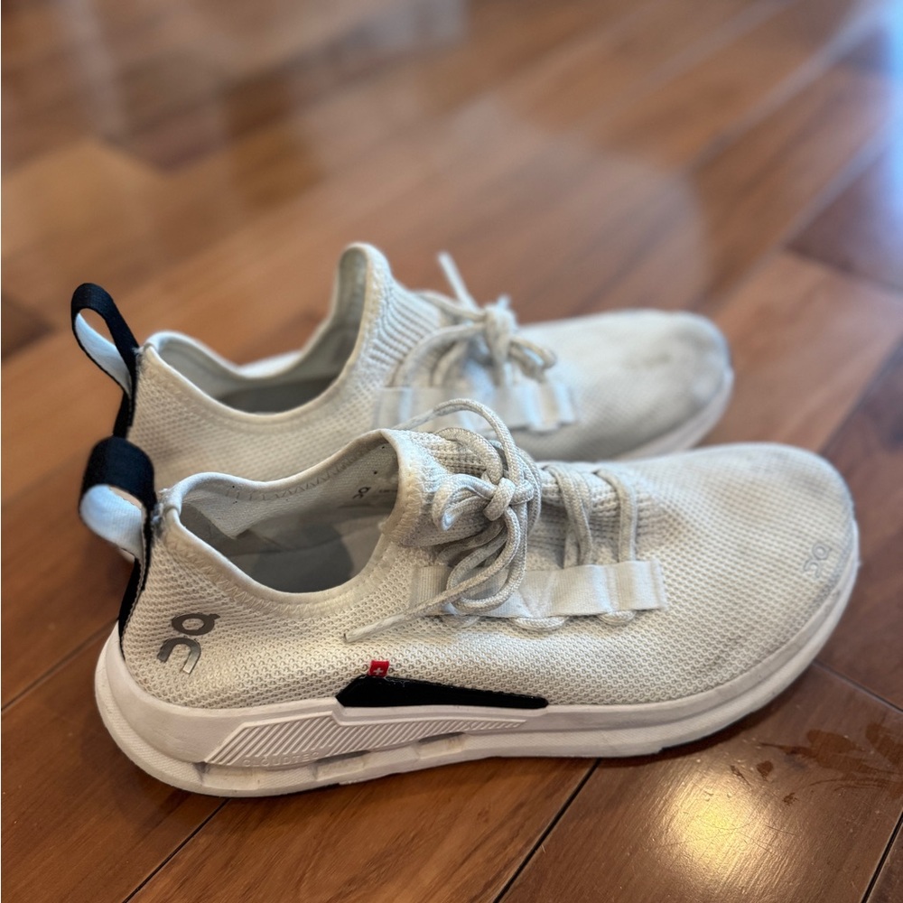 On cloud White Athletic Sneakers with Black Accents